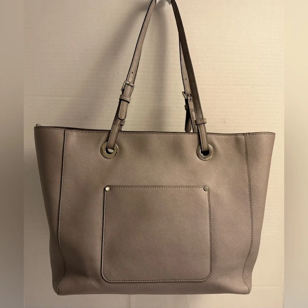 Michael Kors Saffiano Leather Shoulder Tote | Zip Top | Neutral Taupe